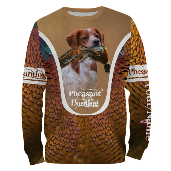 Brittany Pheasant hunting dog Custom name All over print Shirts, Personalized Hunting gifts FSD4000