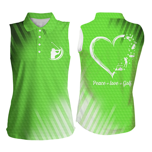 Multi-color Womens sleeveless polo shirts peace love golf, best womens golf shirts NQS4355