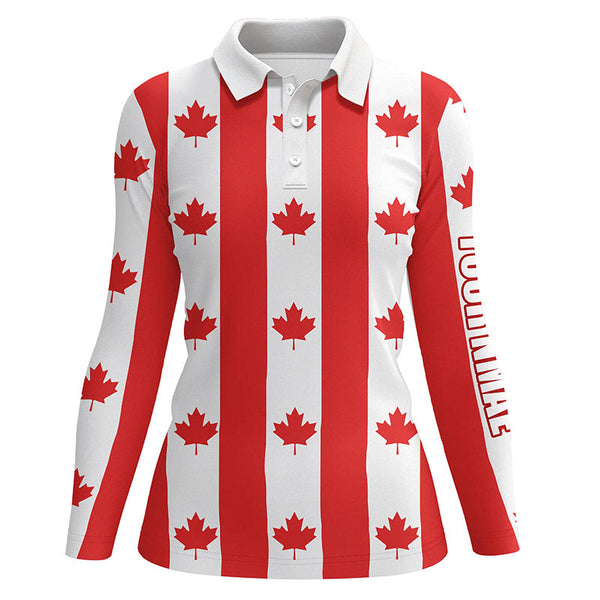 Canadian flag patriotic Womens golf polo shirts custom Canada golf shirts for women, ladies golf top NQS5748