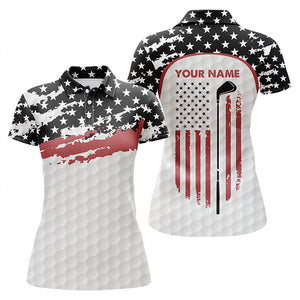 Womens golf polo shirts custom golf club American flag patriotic white golf shirts for women NQS5756