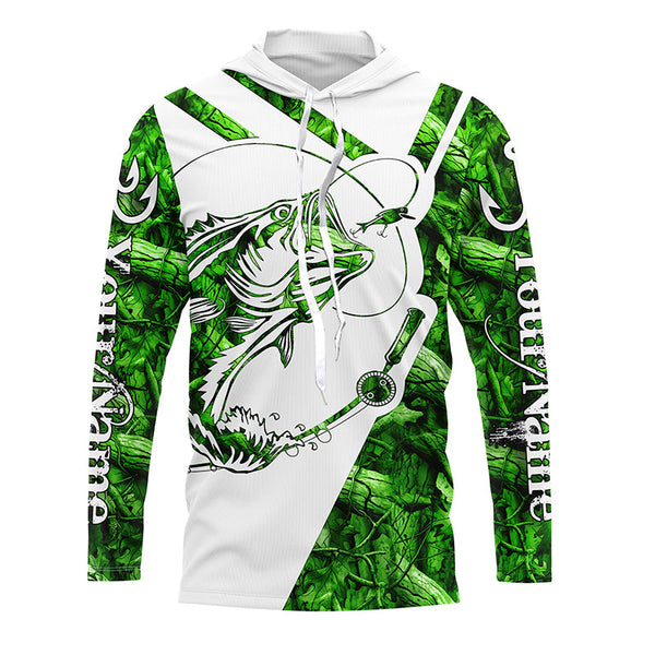 Largemouth Bass Fishing green camo performance fishing shirts Custom long sleeves shirts NQSD175