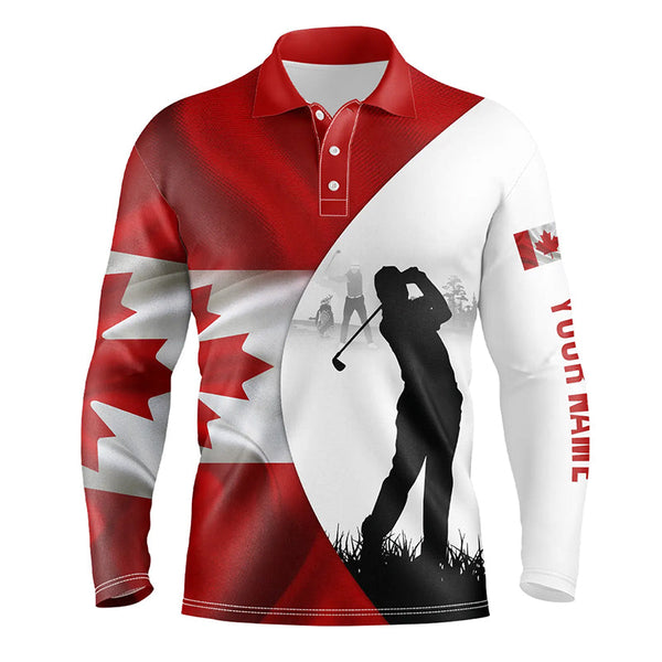 Mens golf polo shirts Canadian flag patriotic personalized Canada golf shirts for men, golf outfit men NQS5761