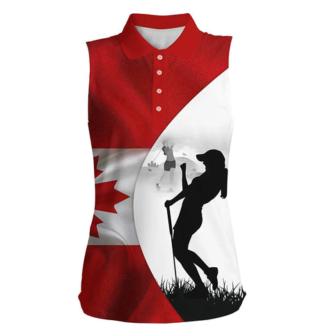 Women sleeveless polo shirt Canadian flag patriotic personalized Canada ladies golf top NQS5761