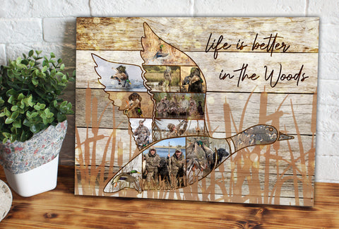 Duck Canvas Wall Art custom photo and text, duck wall decor, Duck hunting gift for him, hunting gift NQS3228