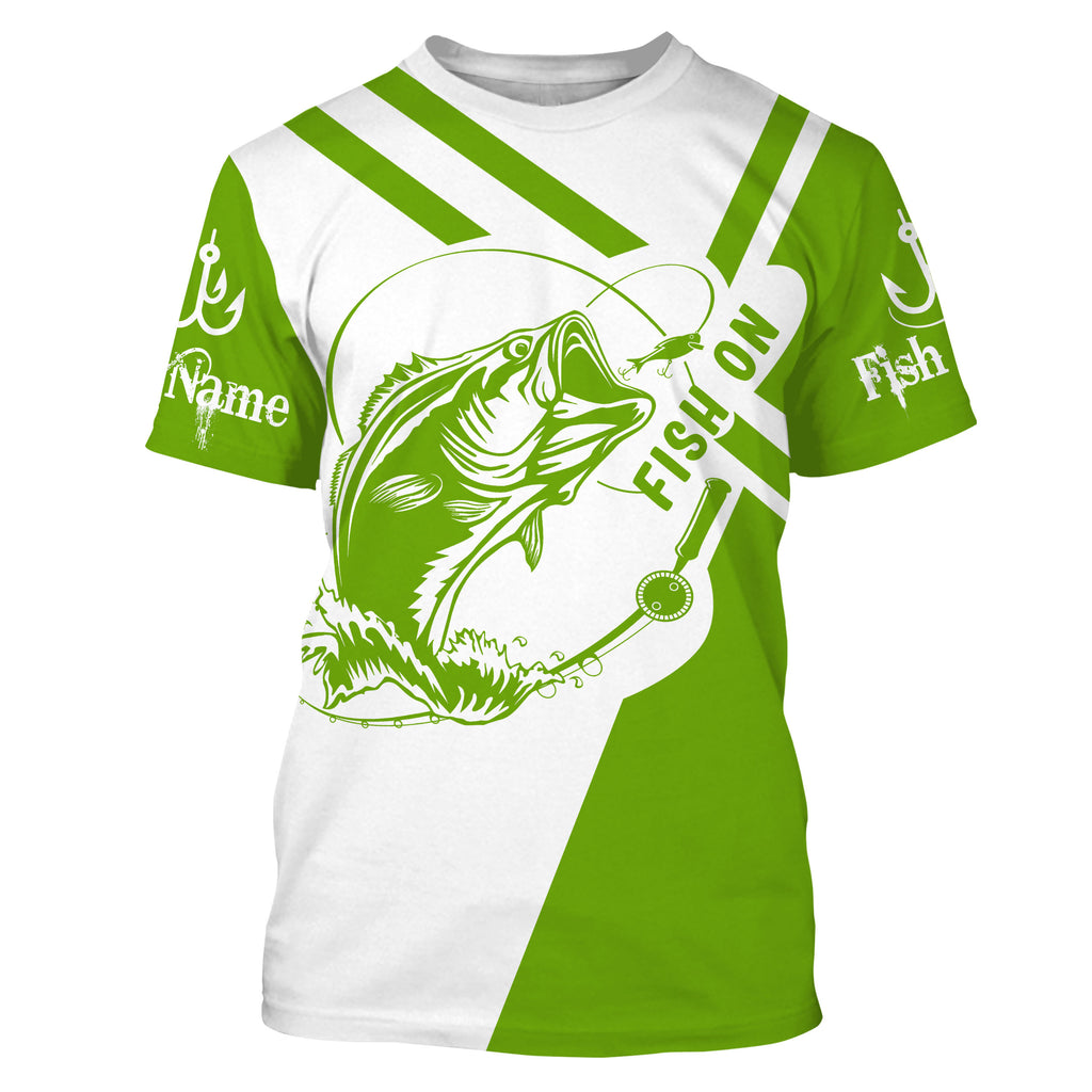 Largemouth Bass Fishing Clothes Green Custom UPF Fishing Shirts, Custom Fishing Shirts with Hood NQS3082 T-Shirt UPF / XL