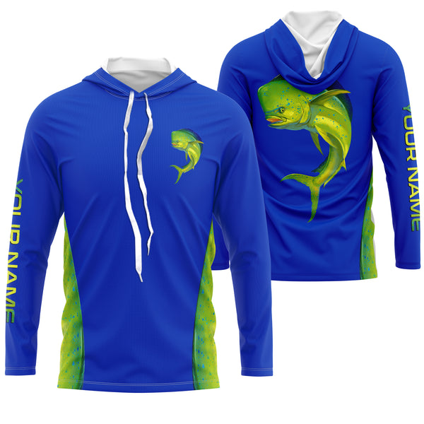 Mahi mahi ( Dorado) fishing blue ocean Mahi mahi scales Custom Name 3D All over printed Fishing Shirts UV protection UPF 30+ NQS2530