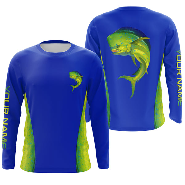 Mahi mahi ( Dorado) fishing blue ocean Mahi mahi scales Custom Name 3D All over printed Fishing Shirts UV protection UPF 30+ NQS2530