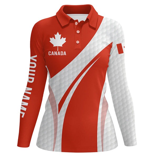 Women golf polo shirt Canadian flag custom red and white golf ball skin patriot ladies golf tops NQS5798