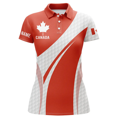 Women golf polo shirt Canadian flag custom red and white golf ball skin patriot ladies golf tops NQS5798