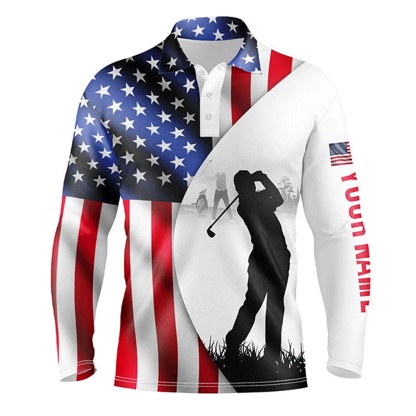 Mens golf polo shirts American flag patriotic personalized US flag golf shirts, golf outfit men NQS6191