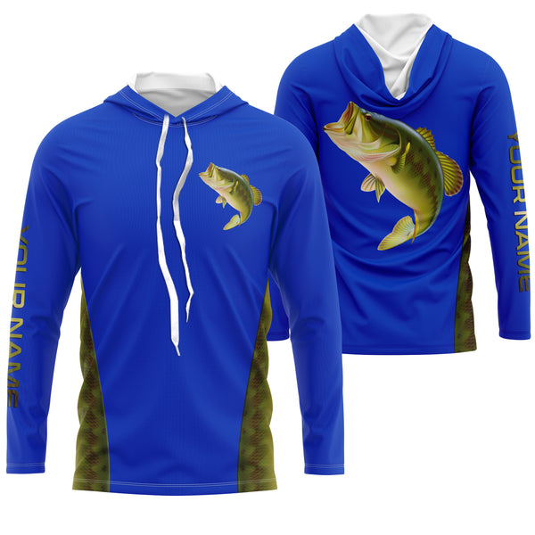 Largemouth Bass fishing blue ocean bass scales Custom Name 3D All over printed Fishing Shirts UV protection UPF 30+ NQS2535