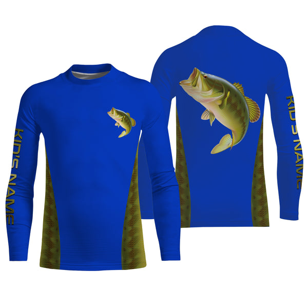 Largemouth Bass fishing blue ocean bass scales Custom Name 3D All over printed Fishing Shirts UV protection UPF 30+ NQS2535