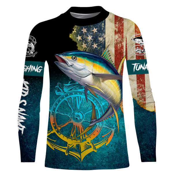 Tuna fishing American flag patriotic Custom upf fishing Shirts jersey, custom fishing shirts with hood NQS3103