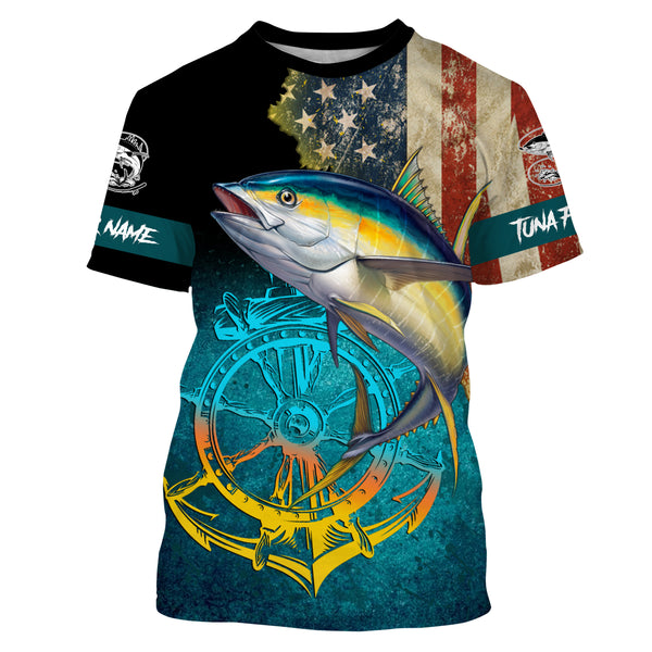 Tuna fishing American flag patriotic Custom upf fishing Shirts jersey, custom fishing shirts with hood NQS3103