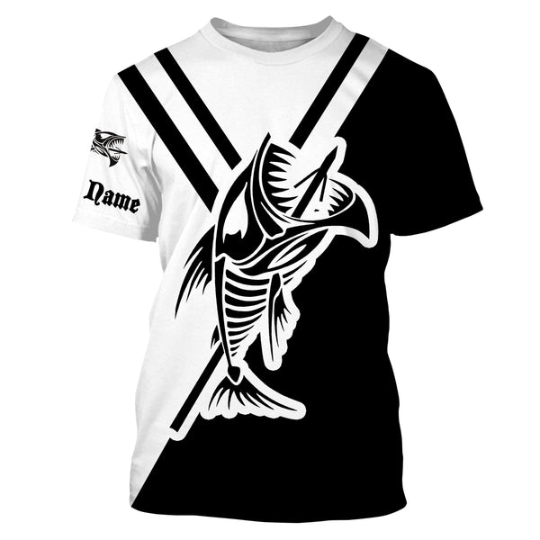 Bowfishing shirts fish skeleton black & white Custom Name long sleeve UV protection fishing shirts NQS3651