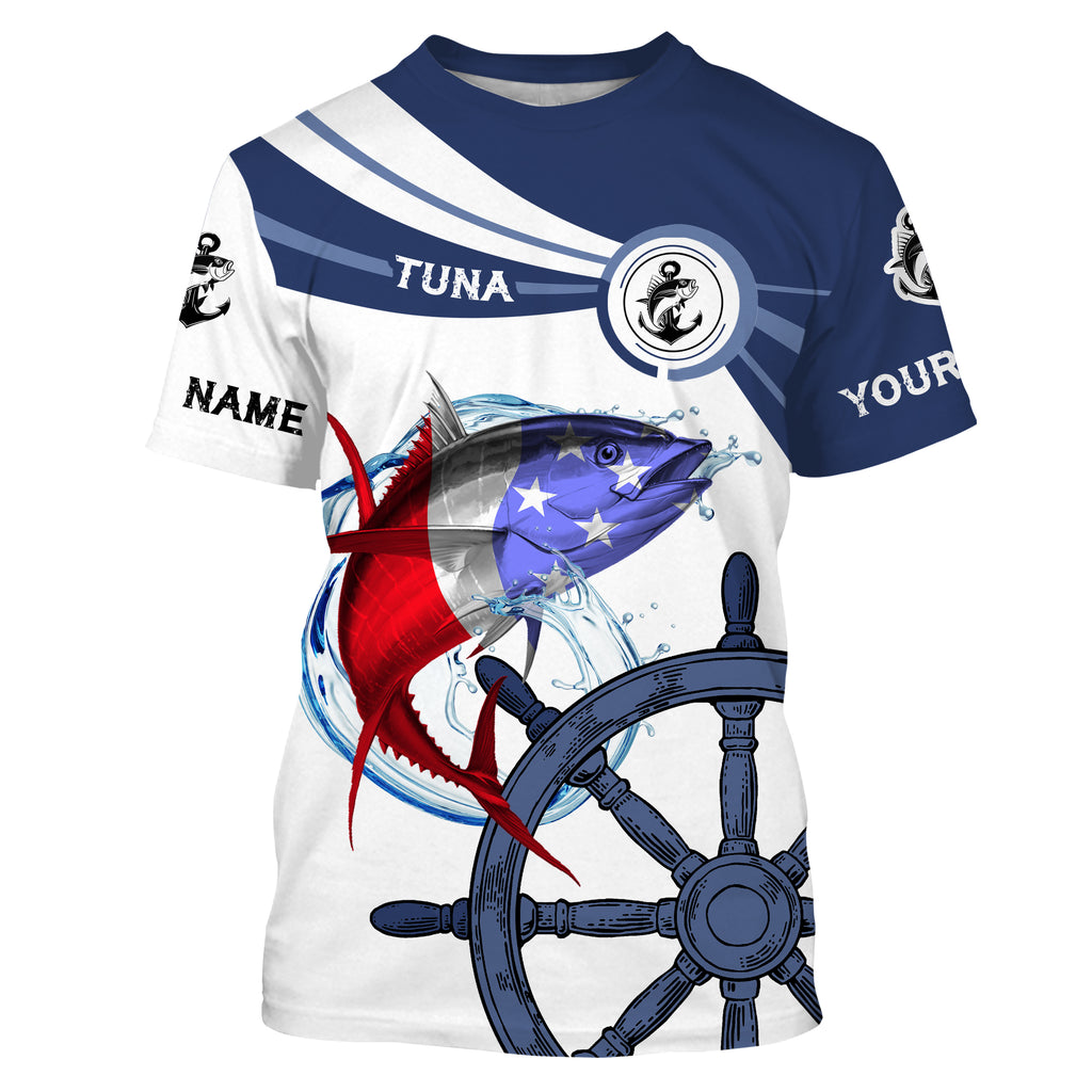 Tuna Fishing American Flag Custom name and boat name performance
