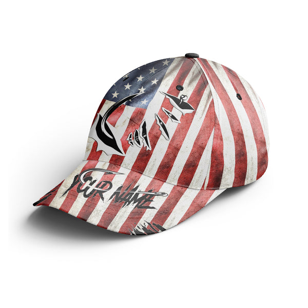 American flag fish hook Custom fishing hat Unisex Fishing Baseball Angler flag hat cap NQS3524