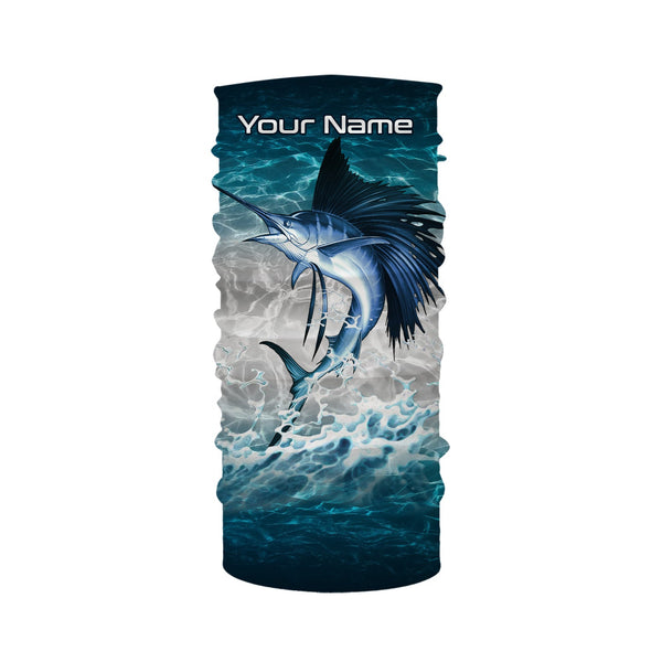 Sailfish fishing blue sea water camo Custom Name performance long sleeve fishing shirts uv protection NQS3663