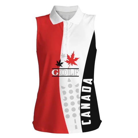 Canadian flag patriotic Women sleeveless polo shirt , Canada golf shirts for women, ladies golf top NQS5069