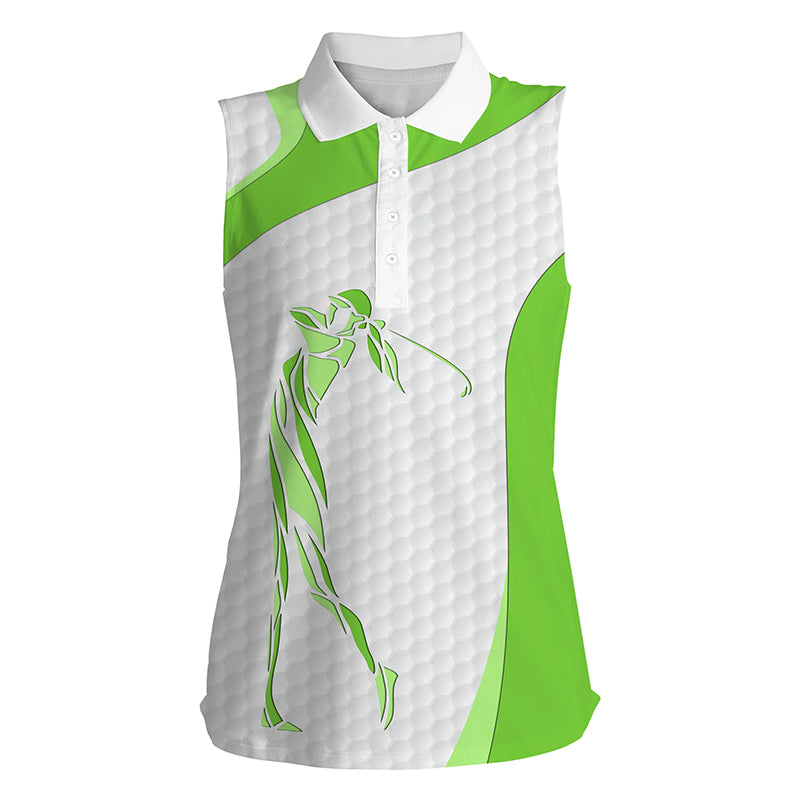 Golf white Womens sleeveless polo shirts - golf gifts for women custom name ladies golf tops | Green NQS5565