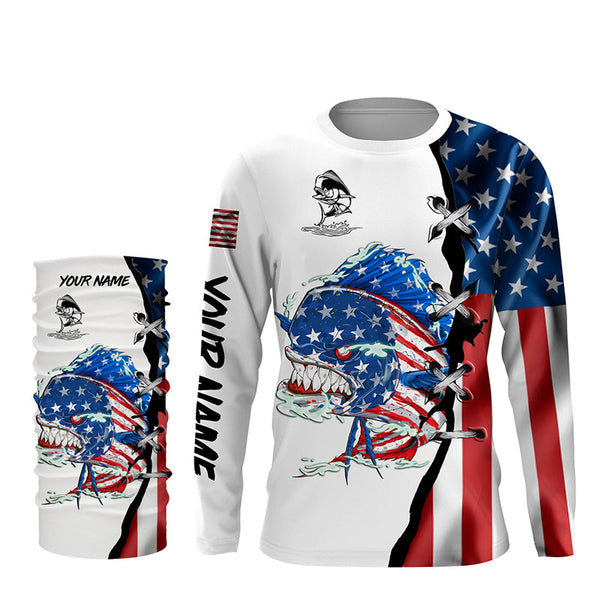 Mahi mahi fishing legend American flag patriotic UV protection Customize long sleeves fishing shirts NQS5566