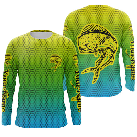 Mahi Mahi Custom Long Sleeve performance Fishing Shirts, Mahi Mahi Fishing jerseys  IPHW3023
