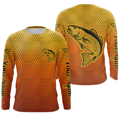 Redfish Puppy Drum Custom Long Sleeve performance Fishing Shirts, Redfish Fishing jerseys  IPHW3024