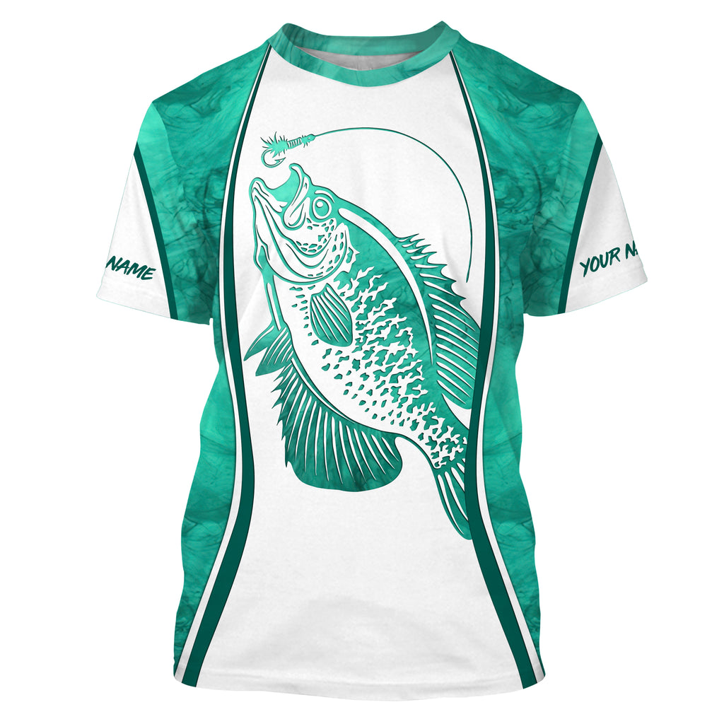 Crappie fishing shirts for men, women green cmouflage Performance