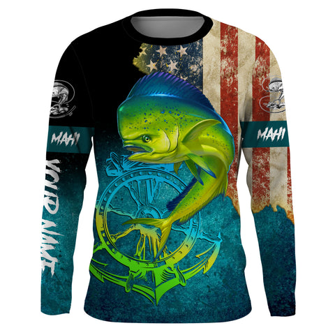 Mahi mahi fishing American flag patriotic Custom upf fishing Shirts jersey, custom fishing shirts with hood NQS3112