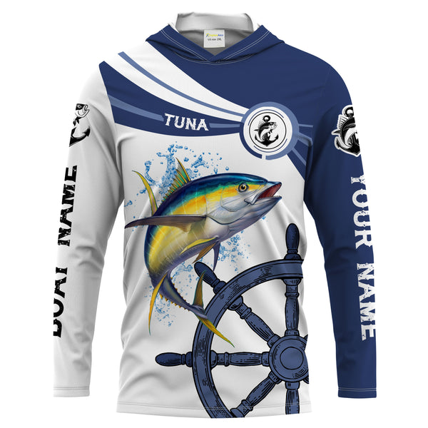 Tuna fishing All Over Printed Shirts Customize Name and boat name UV UPF 30+ Long Sleeve Fishing Shirts NQS1731