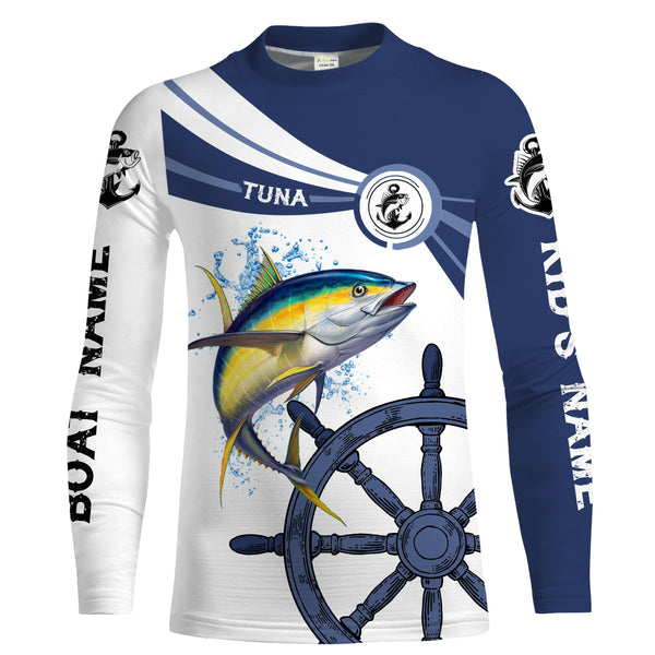 Tuna fishing All Over Printed Shirts Customize Name and boat name UV UPF 30+ Long Sleeve Fishing Shirts NQS1731