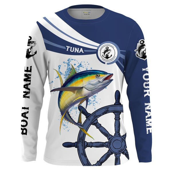 Tuna fishing All Over Printed Shirts Customize Name and boat name UV UPF 30+ Long Sleeve Fishing Shirts NQS1731