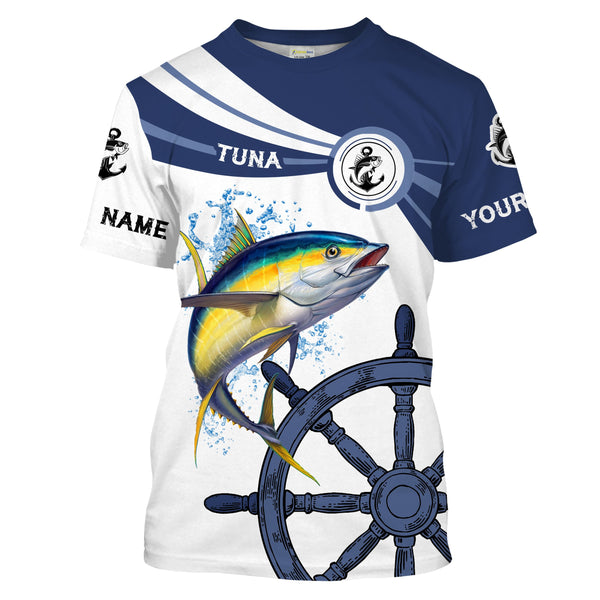 Tuna fishing All Over Printed Shirts Customize Name and boat name UV UPF 30+ Long Sleeve Fishing Shirts NQS1731