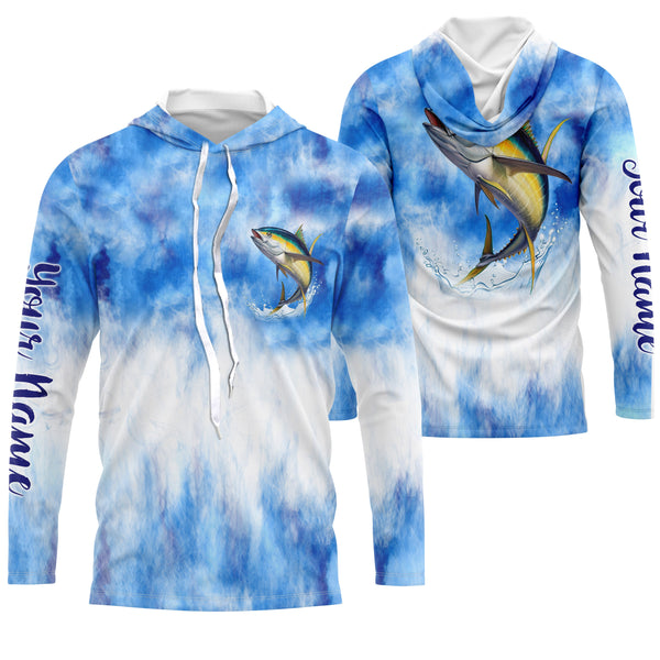 Tuna saltwater fishing blue sea camo Custom Name sun protection UPF long sleeves fishing shirts jersey NQS3535