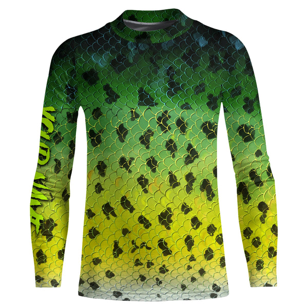 Crappie fishing green scales long sleeves Fishing shirts UV protection customize name UPF 30+ NQS2146