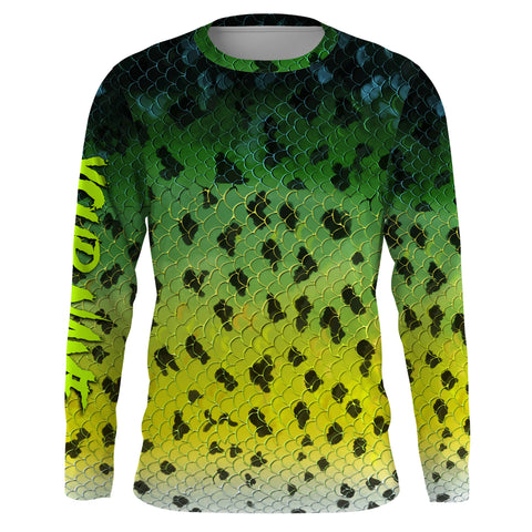 Crappie fishing green scales long sleeves Fishing shirts UV protection customize name UPF 30+ NQS2146