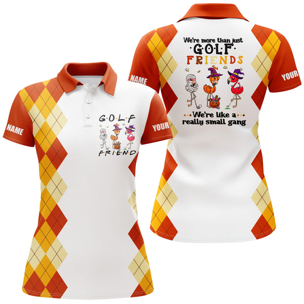 Halloween Flamingo golf shirt custom we're more than just golf friends we're like a really small gang NQS3840