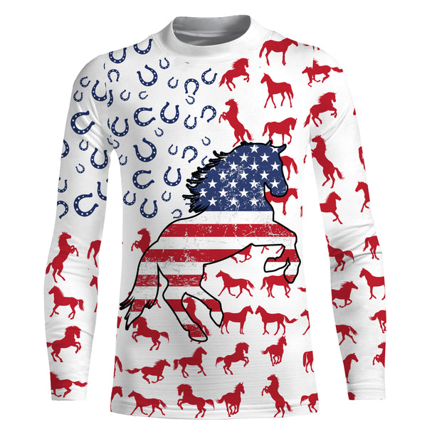 Horse American flag patriotic 3D All Over Printed horse shirts, animal shirts, gift for horse lovers NQS2905