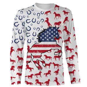 Horse American flag patriotic 3D All Over Printed horse shirts, animal shirts, gift for horse lovers NQS2905
