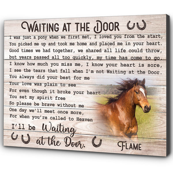 Personalized Horse Memorial Gifts, in memory of horse gift Waiting at the door Canvas Sympathy Gift NQS3373