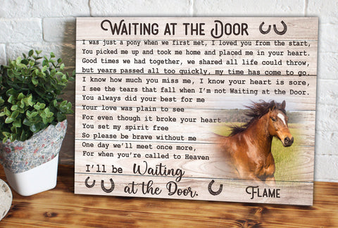 Personalized Horse Memorial Gifts, in memory of horse gift Waiting at the door Canvas Sympathy Gift NQS3373