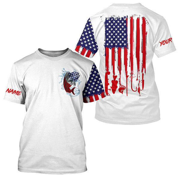 American flag Mahi mahi fishing personalized patriotic UV Protection Dorado Fishing Shirts for men NQS5593