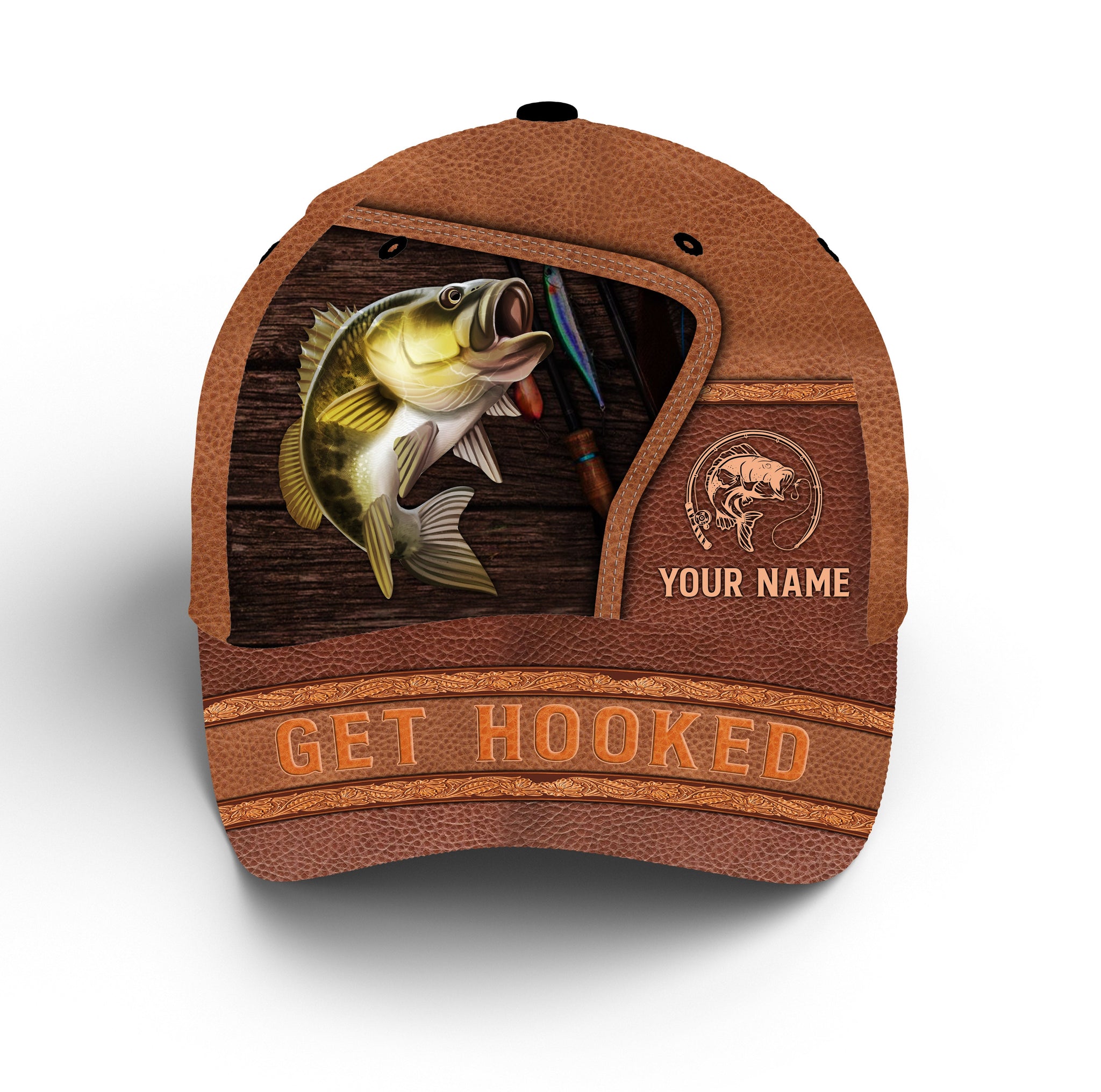 Largemouth bass fishing hats for men, women custom name get hooked