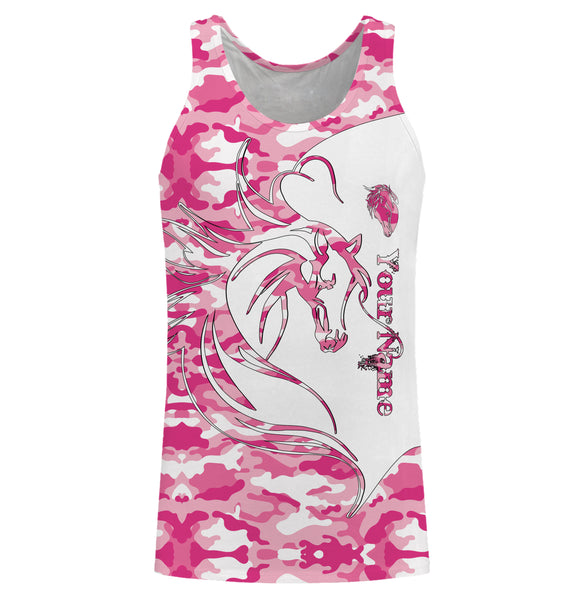 Love Horse tattoo pink camo country girl Customize Name 3D All Over Printed Shirts Personalized gift for horse lovers NQS2434