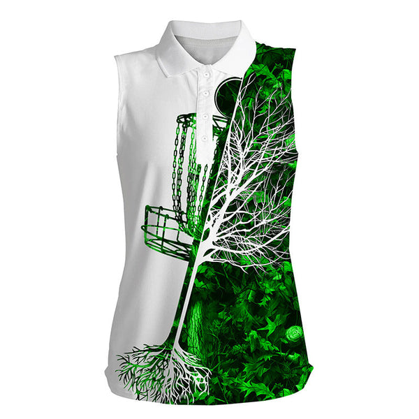 Womens disc golf sleeveless polo shirt muti color camo disc golf basket, gifts for disc golf lovers NQS4632