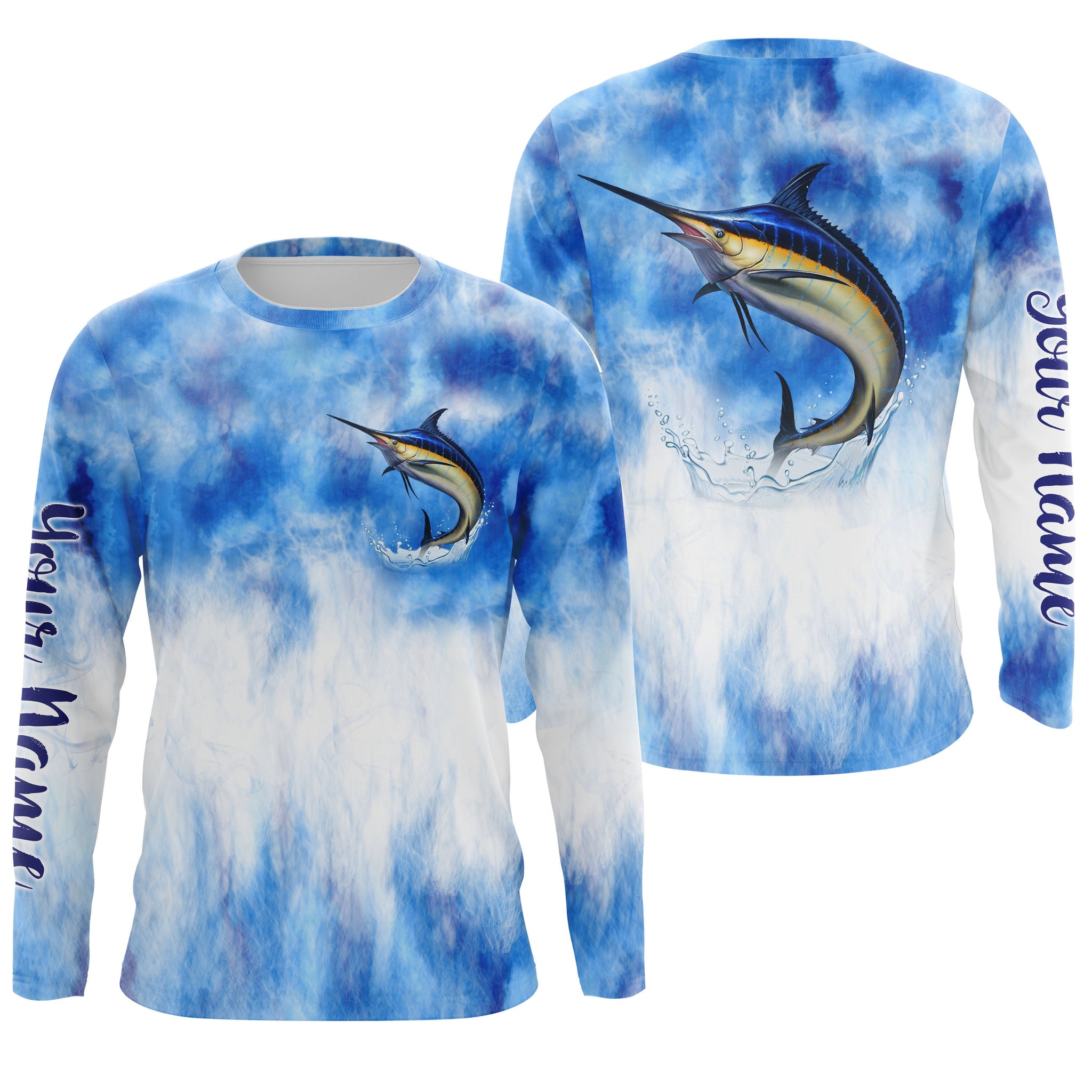 Marlin saltwater fishing blue sea camo Custom Name sun protection UPF –  Myfihu