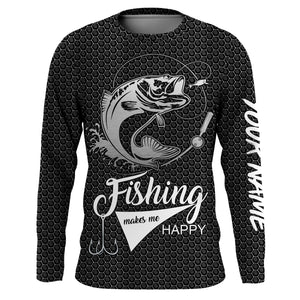 Largemouth bass fishing makes me happy Custom upf fishing jersey, cust –  Myfihu