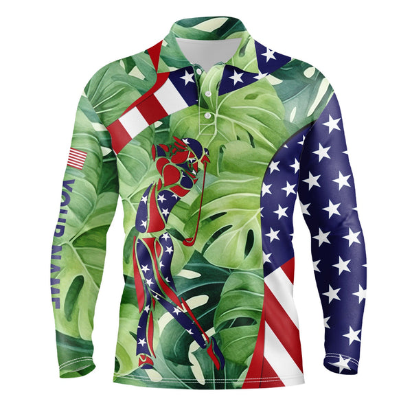 Personalized American flag patriot golf green tropical mens golf polo shirts custom golf gifts for men NQS5641