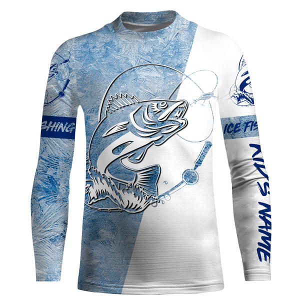 Walleye Ice Fishing Winter Fishing Performance Long Sleeve Shirts, Ice Fishing Clothing FSD2658