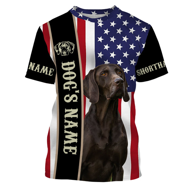 German Shorthaired Pointer American flag custom Name Full printing shirts, GSP Patriotic gifts FSD3256